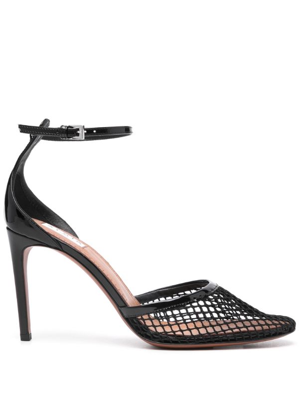 Alaïa Black High Fishnet 90 Leather Pumps | Browns Pumps
