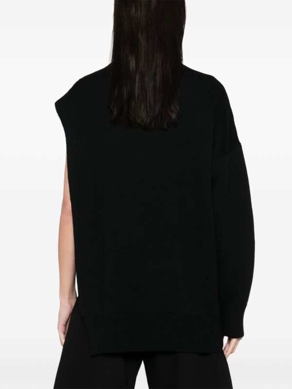 Alaïa Black Single-Sleeved Sweater | Browns Knitted Sweaters