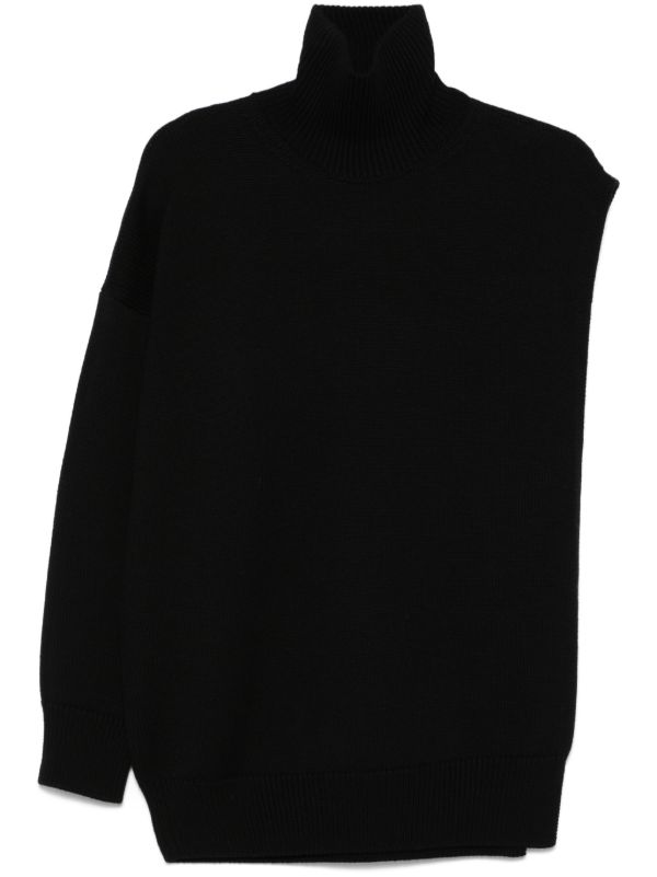 Alaïa Black Single-Sleeved Sweater | Browns Knitted Sweaters