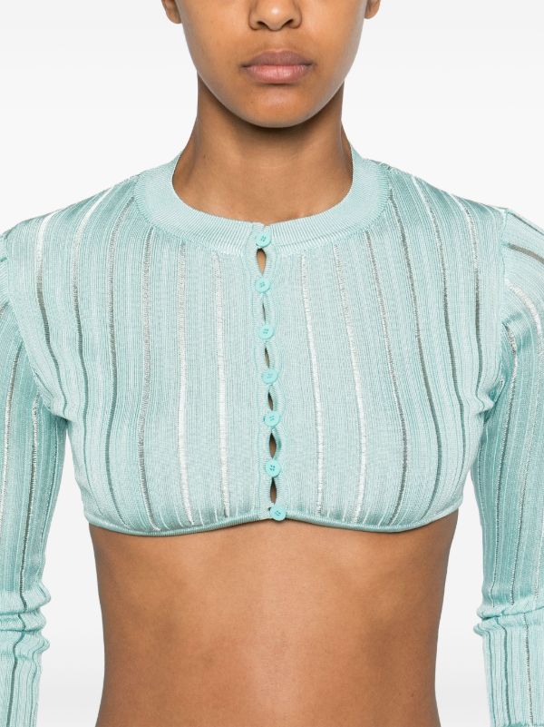 Alaïa Blue Crinoline Cropped Cardigan | Browns Cardigans