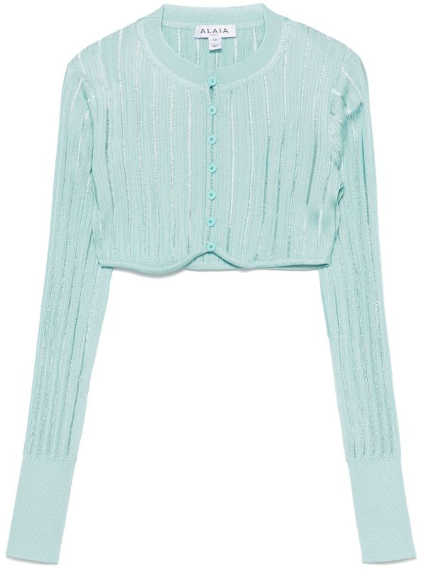 Alaïa Blue Crinoline Cropped Cardigan | Browns Cardigans