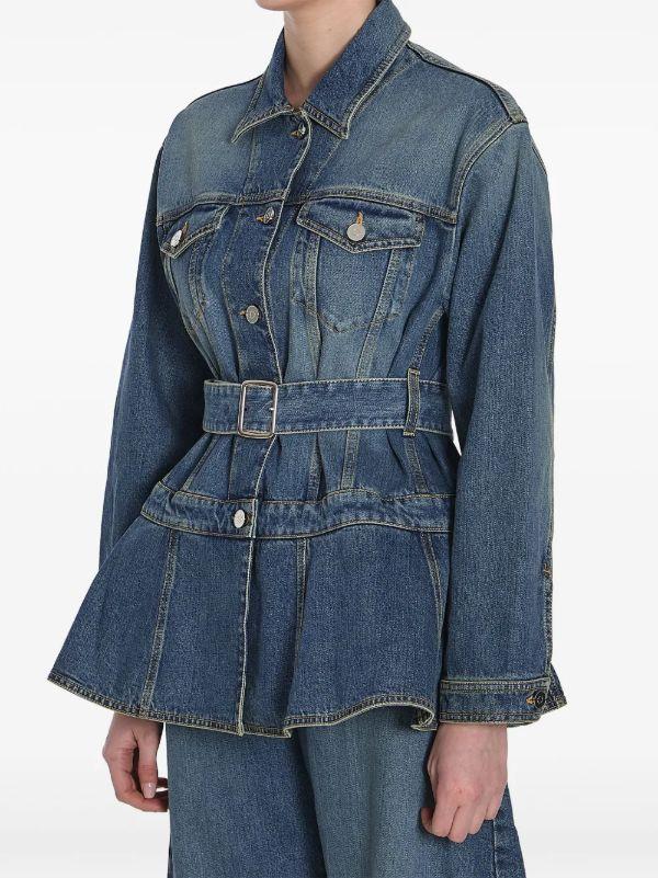 Alaïa Blue Peplum Denim Jacket | Browns Denim Jackets