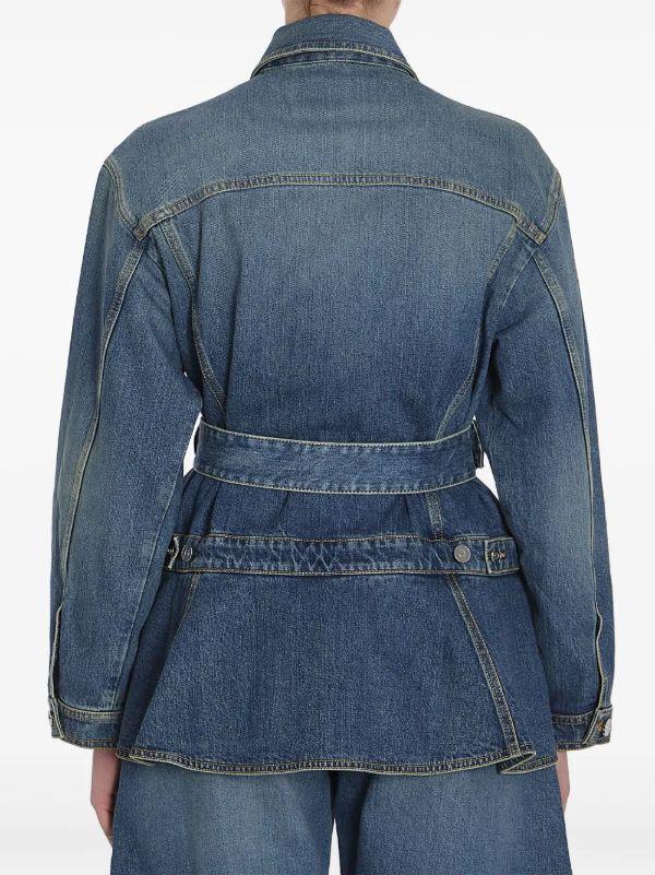 Alaïa Blue Peplum Denim Jacket | Browns Denim Jackets