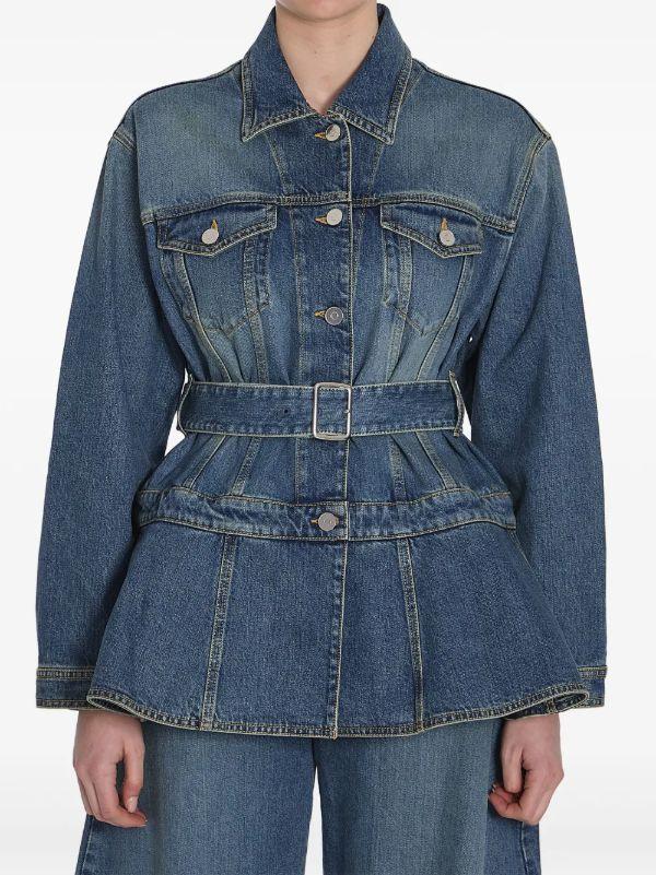 Alaïa Blue Peplum Denim Jacket | Browns Denim Jackets