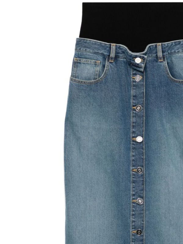 Alaïa Knitted-Waist Maxi Denim Skirt | Browns Straight Skirts