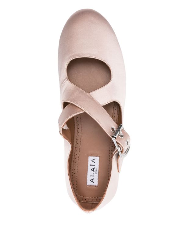 Alaïa Pink Criss-Cross Ballet Flats | Browns Ballerina Shoes