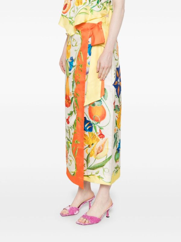 ALEMAIS Flores Midi Skirt | Browns Straight Skirts