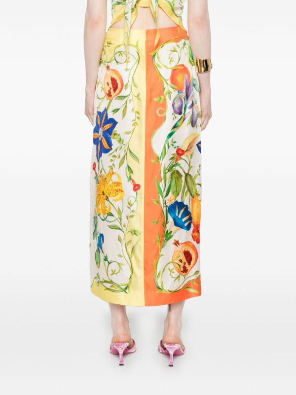 ALEMAIS Flores Midi Skirt | Browns Straight Skirts