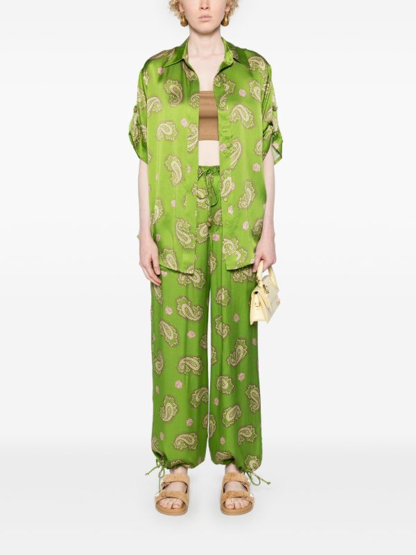 ALEMAIS Green Dice Silk Trousers | Browns High Waisted Pants