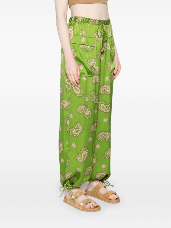 ALEMAIS Green Dice Silk Trousers | Browns High Waisted Pants