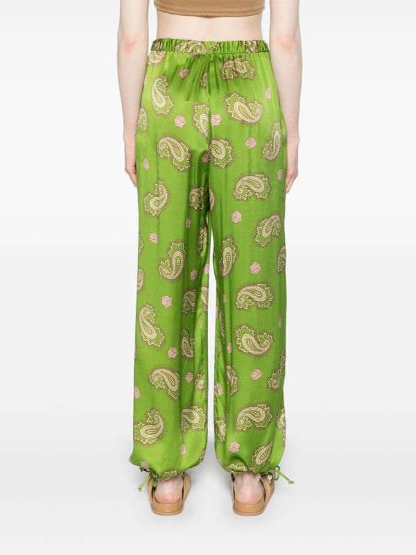 ALEMAIS Green Dice Silk Trousers | Browns High Waisted Pants
