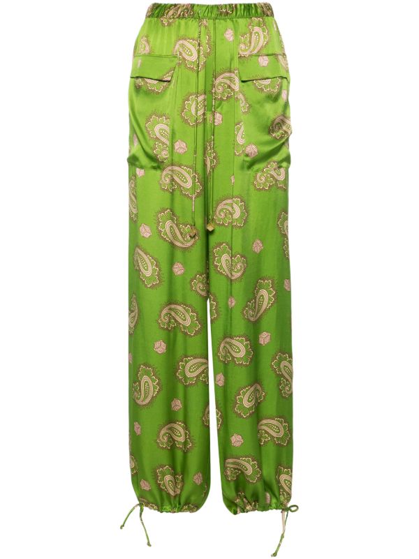 ALEMAIS green Dice silk trousers | Browns High Waisted Pants