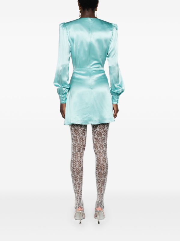 Alessandra Rich Blue Belted Silk Mini Dress | Browns Cocktail & Party Dresses