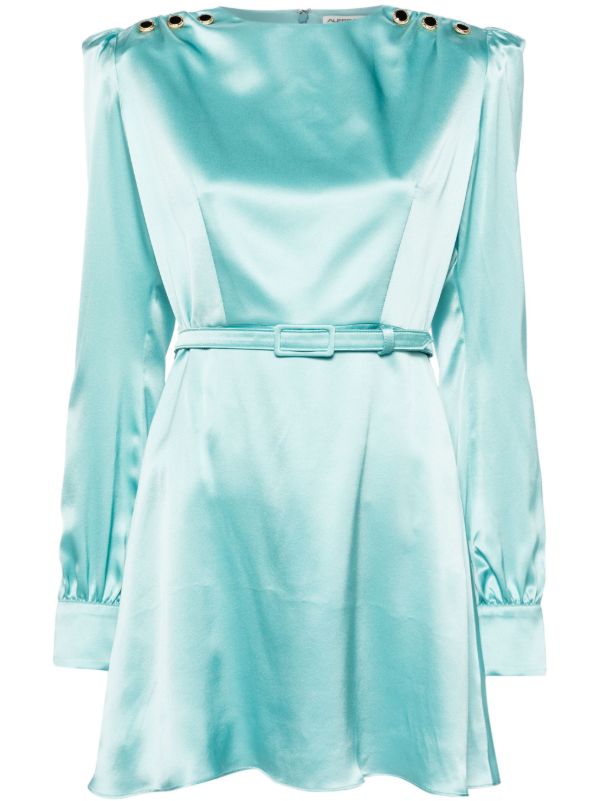 Alessandra Rich blue belted silk mini dress | Browns Cocktail & Party Dresses