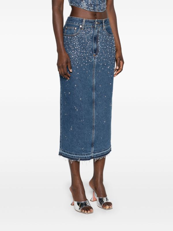 Alessandra Rich Blue Rhinestone Denim Skirt | Browns Denim Skirts