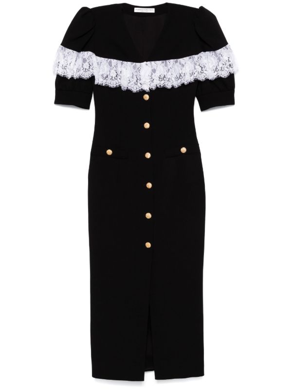 Alessandra Rich lace trim midi dress | Browns Day Dresses