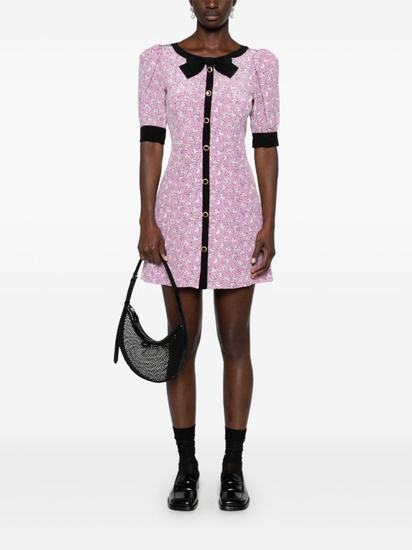 Alessandra Rich Pink Clover-print Silk Mini Dress | Browns Day Dresses