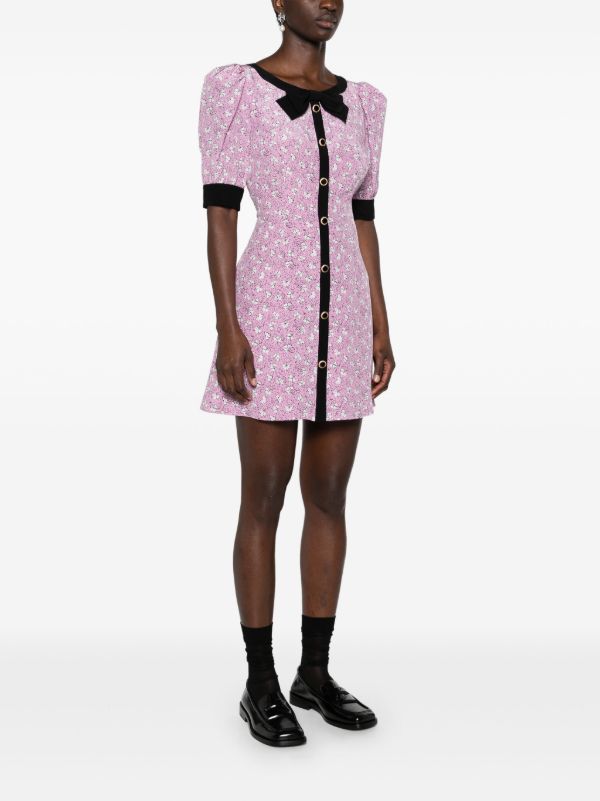 Alessandra Rich Pink Clover-print Silk Mini Dress | Browns Day Dresses