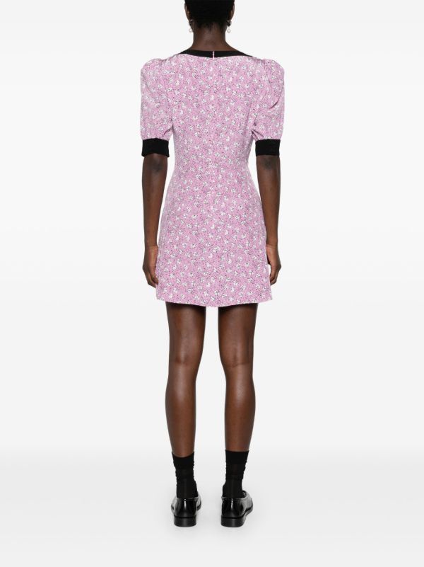 Alessandra Rich Pink Clover-print Silk Mini Dress | Browns Day Dresses