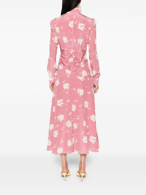 Alessandra Rich Rose-print Belted Midi Dress | Browns Day Dresses