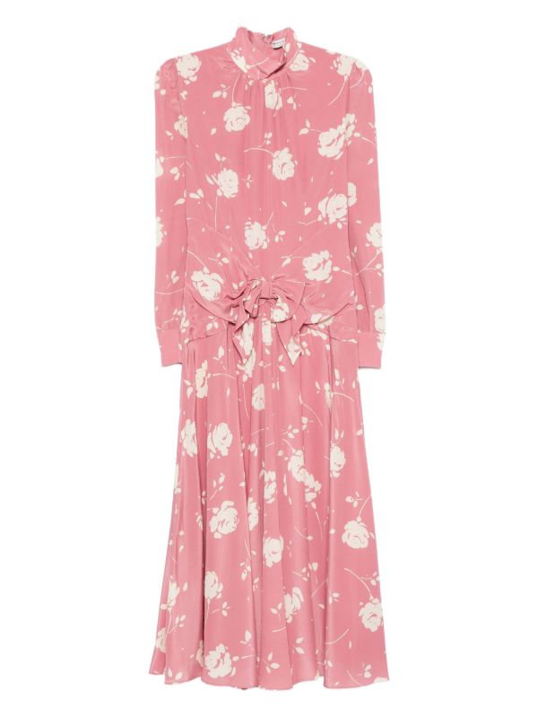 Alessandra Rich Rose-print Belted Midi Dress | Browns Day Dresses