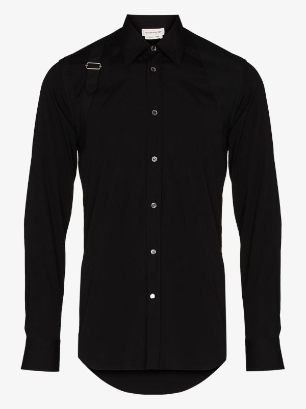 Alexander McQueen black harness classic collar shirt | Browns Shirts