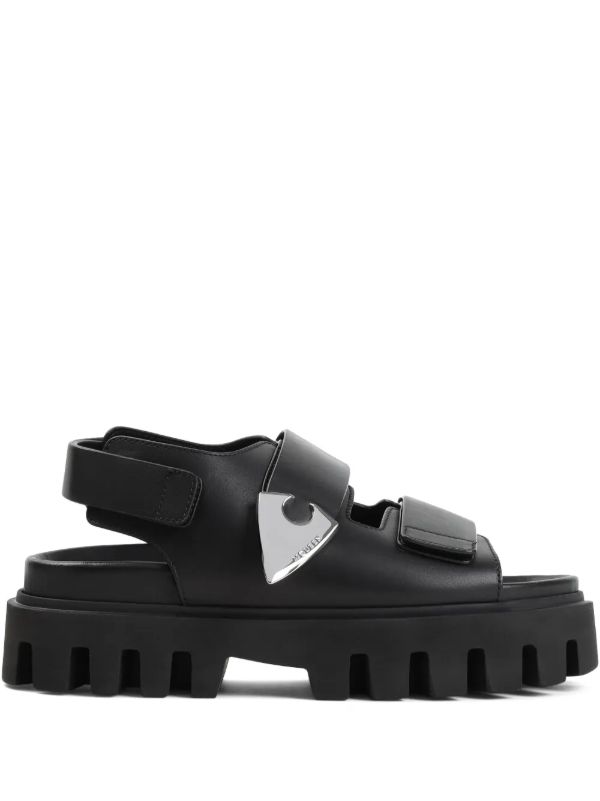 Alexander McQueen Black Leather Platform Sandals | Browns Sandals