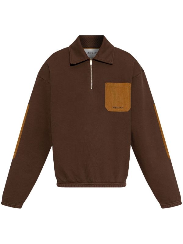 Alexander McQueen Brown Contrasting-Pocket Polo Shirt | Browns Polo Shirts