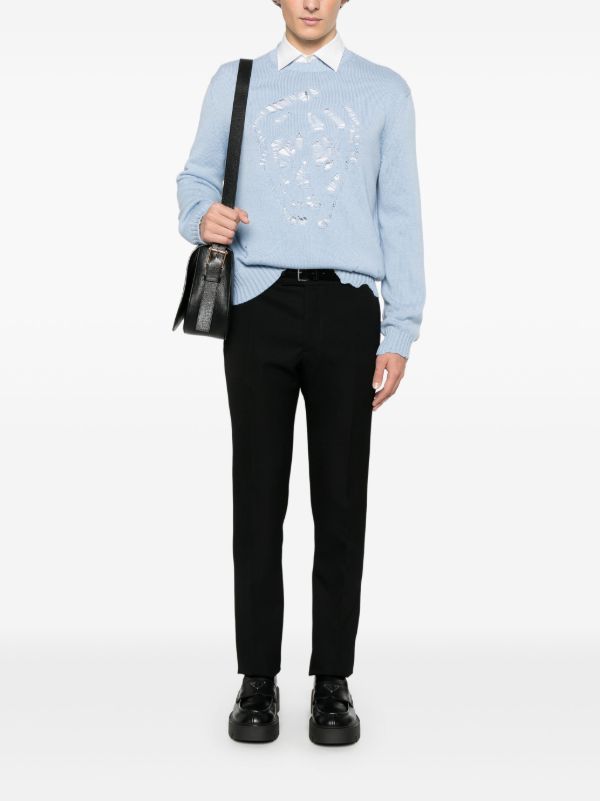 Alexander McQueen Distressed Skull Sweater | Browns Knitted Sweaters