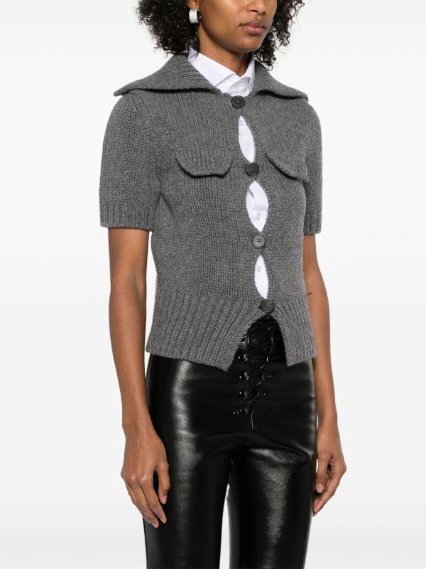 Alexander McQueen Grey Short-Sleeved Cardigan | Browns Cardigans