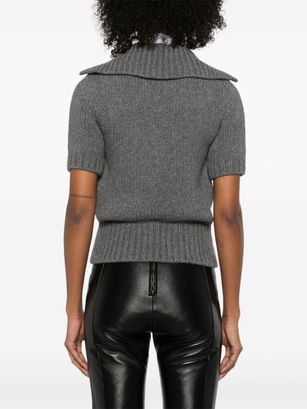 Alexander McQueen Grey Short-Sleeved Cardigan | Browns Cardigans