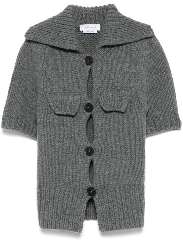 Alexander McQueen Grey Short-Sleeved Cardigan | Browns Cardigans