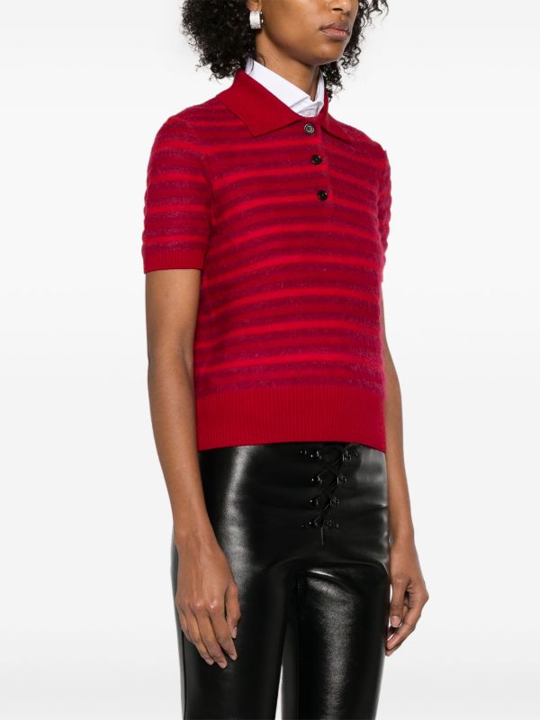 Alexander McQueen Red Striped Polo Top | Browns Polo Tops