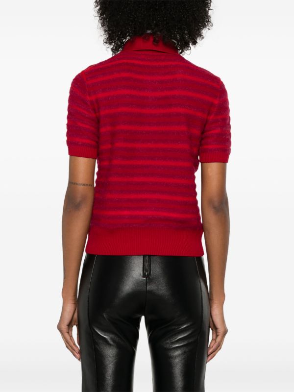 Alexander McQueen Red Striped Polo Top | Browns Polo Tops