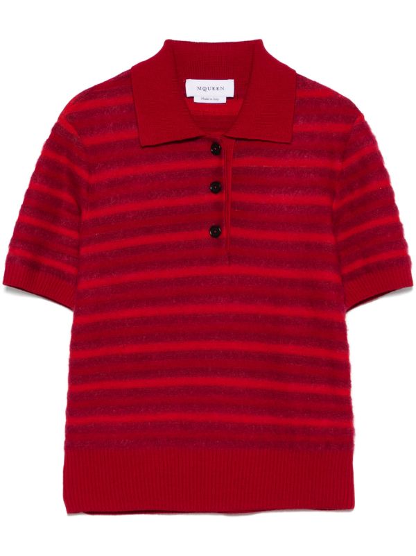 Alexander McQueen Red Striped Polo Top | Browns Polo Tops