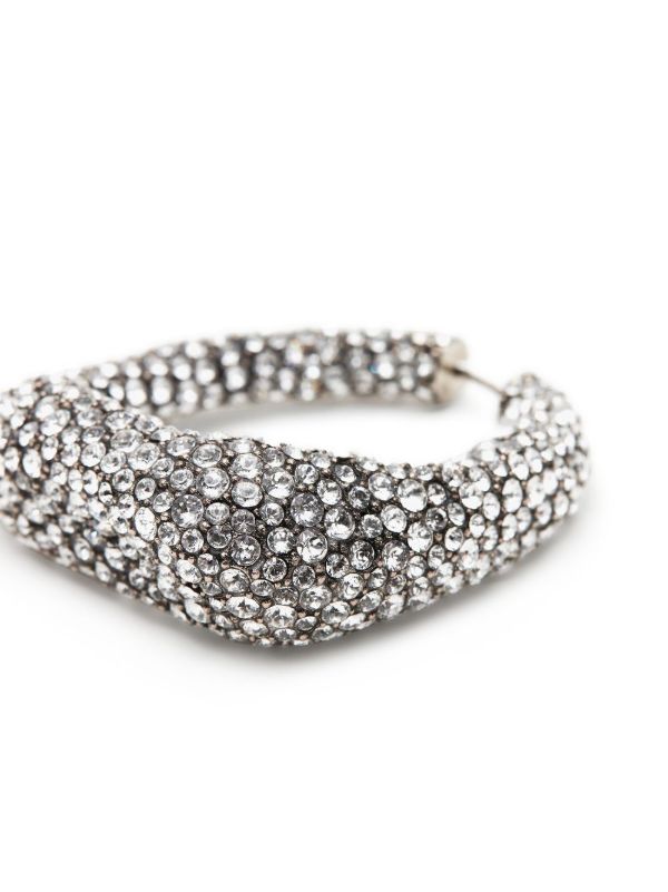 Alexander McQueen Silver-Tone Crystal Hoop Earrings | Browns Earrings