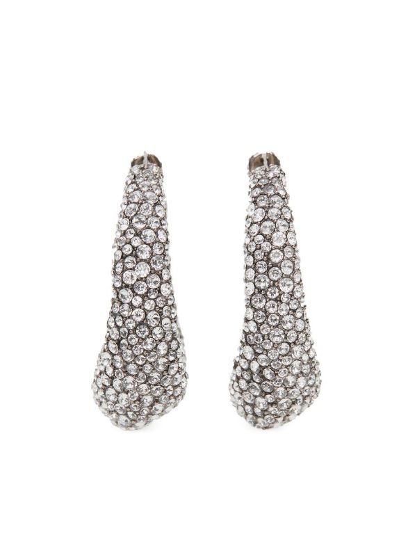 Alexander McQueen Silver-Tone Crystal Hoop Earrings | Browns Earrings
