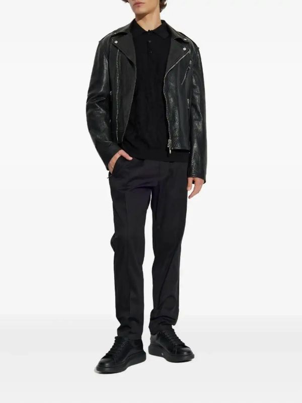 Alexander McQueen Textured Leather Biker Jacket | Browns Leather Jackets