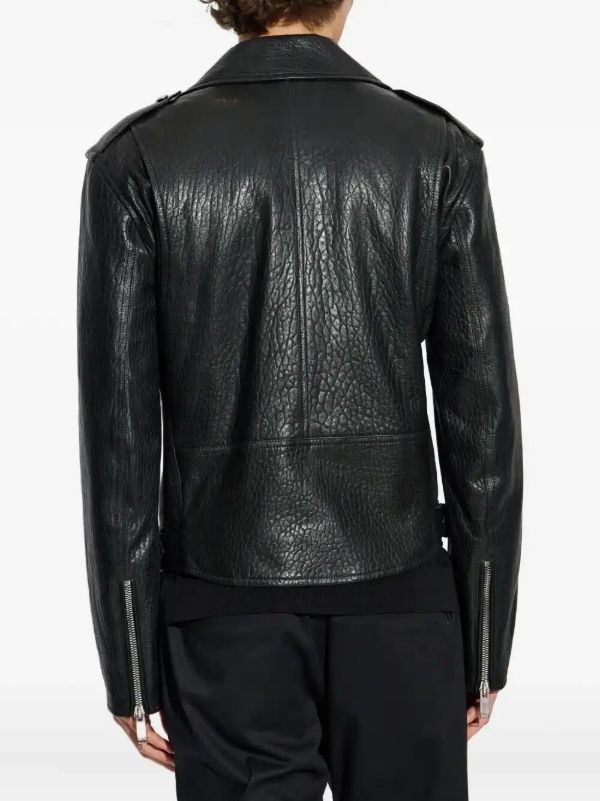 Alexander McQueen Textured Leather Biker Jacket | Browns Leather Jackets