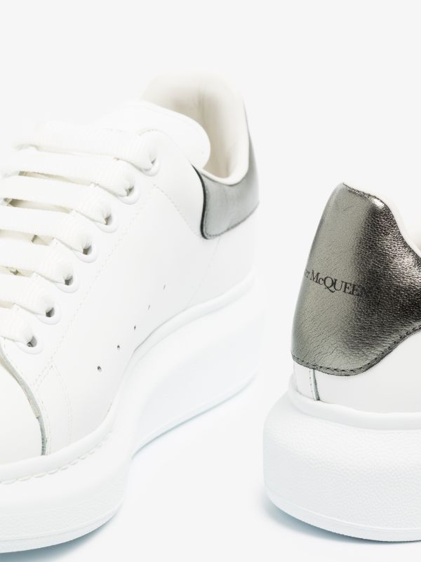 Alexander McQueen White And Silver Oversized Sneakers | Browns Sneakers