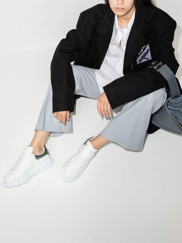 Alexander McQueen White And Silver Oversized Sneakers | Browns Sneakers