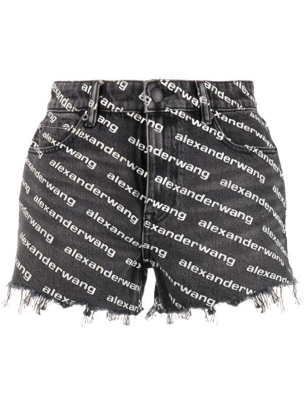 Alexander Wang black Bite logo Denim Shorts | Browns Denim Shorts