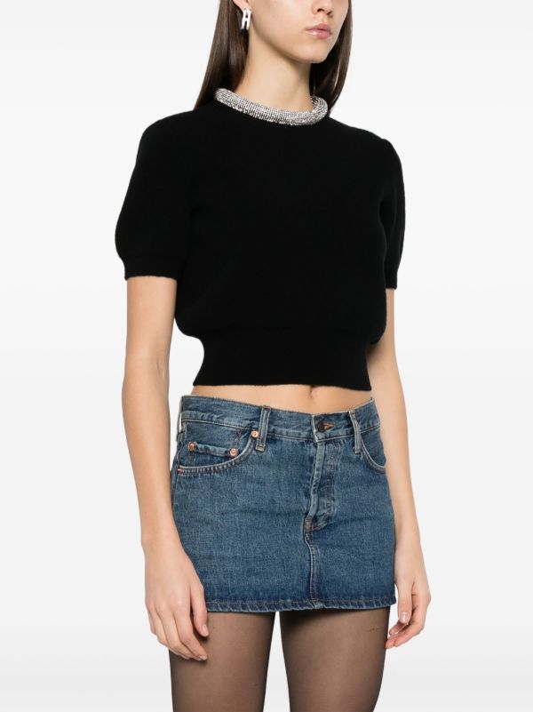 Alexander Wang Black Crystal-Embellished Top | Browns Knitted Tops