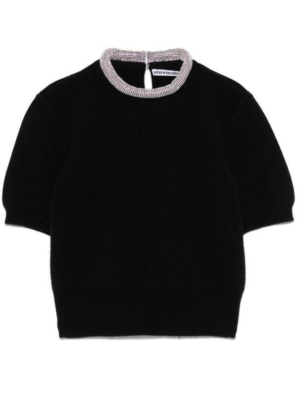 Alexander Wang Black Crystal-Embellished Top | Browns Knitted Tops
