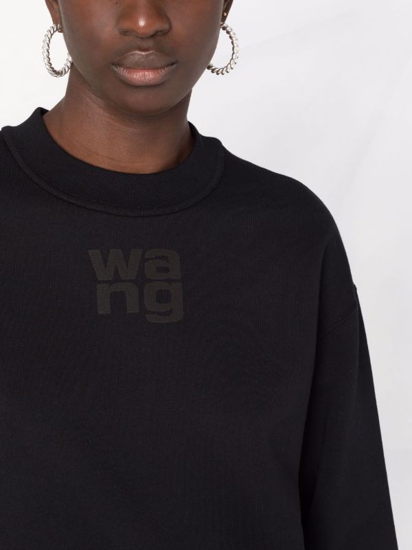 Alexander Wang Black Logo Print Cotton Sweatshirt | Browns Sweaters