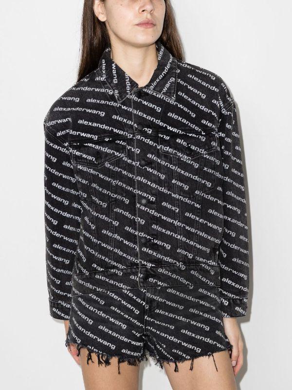 Alexander Wang Black Logo Print Denim Jacket | Browns Denim Jackets