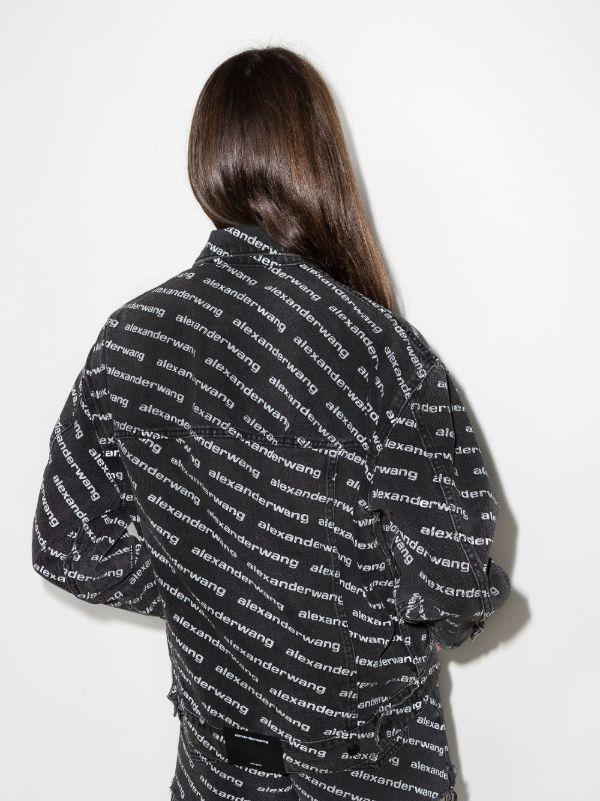 Alexander Wang Black Logo Print Denim Jacket | Browns Denim Jackets