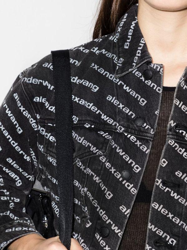 Alexander Wang Black Logo Print Denim Jacket | Browns Denim Jackets