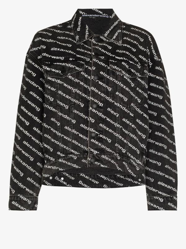 Alexander Wang Black Logo Print Denim Jacket | Browns Denim Jackets
