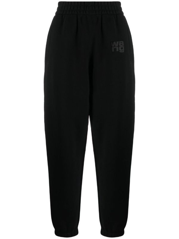 Alexander Wang Black Logo Print Tapered Track Pants | Browns Sweatpants